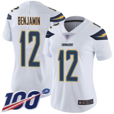 Los Angeles Chargers NFL Football Travis Benjamin White Jersey Women Limited 12 Road 100th Season Vapor Untouchable